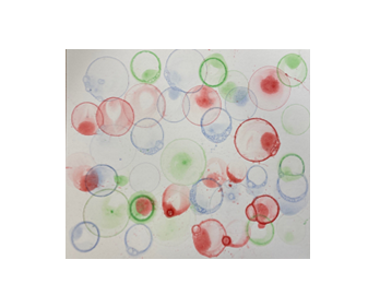 Art made with bubble solution and watercolor paint.